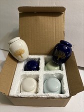 6 Mini Urn Set Of 6 Lot Ceramic Tree of Life Small Human Pet Loved Ones Keepsake