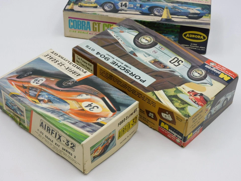  Aurora Cobra Monogram Porsche 904 Airfix Ford GT 1/32 kit SOLO SCATOLA VUOTA - Immagine 3 di 4