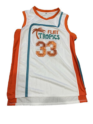 Flint Tropics Mens L Semi Pro 33# Jackie Moon Basketball Jersey Stitched Jersey