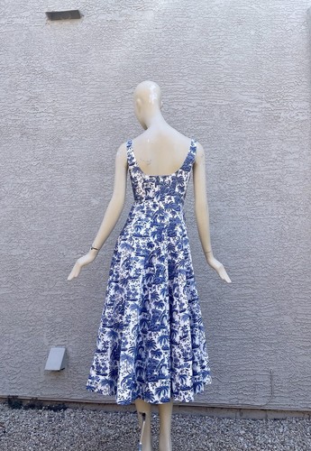 $295 STAUD Dress in Blue Toile - Picture 4 of 11