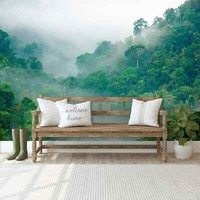 Schlafzimmer Tapete Wandkunst Foggy Wald Groß 366X254Cm Foto Wand GrüN Botanisch