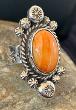 Southwestern Womens Sterling Silver Orange Spiny Oyster Ring Size 6 00457