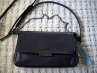 Antonio Melani Leather Chain Hobo Flap Crossbody Purse Handbag Midnight $129 Antonio Melani Leather Chain Hobo Flap Crossbody Purse Handbag Midnight $129