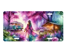 Hippie Girl Front License Plate Car Accessory Vanity Plate