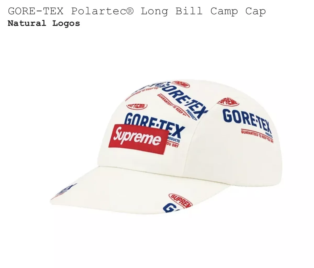 Supreme SS22 GORE-TEX Polartec Long Bill Camp Cap Natural Logos M