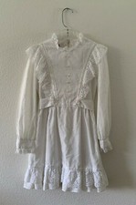 Vintage Girls Dorissa of Miami White Eyelet Long Sleeve Dress - Size 7