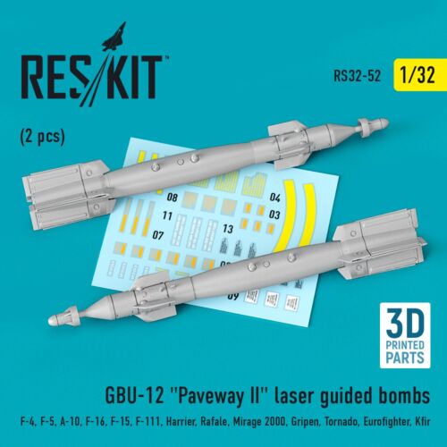 GBU-12 "Paveway II" Laser Guided Bombs (2 pcs) Scale kit 1:32 ResKit RS32-0052 - Picture 1 of 3