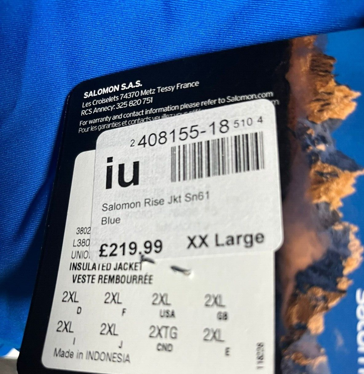 Salomon Rise Jacket Blue 2XL TD130 KK 03 | eBay