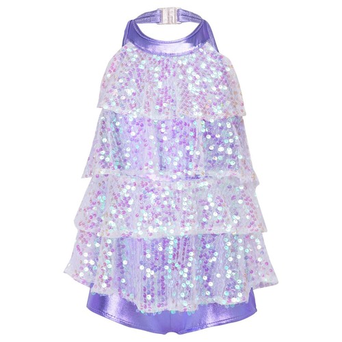 UK Kid Girls Sequins Jazz Latin Dance Dress Lyrical Ballet Performance Dancewear - Picture 60 of 84