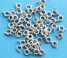 4 Spring Ring Clasps 6mm 1/4" Platinum Color Plated - FD162