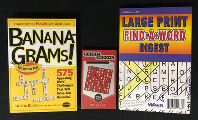 Lot 3 New: Official BANANAGRAMS 575 Challenges POCKET SUDOKU Puzzles WORD FIND