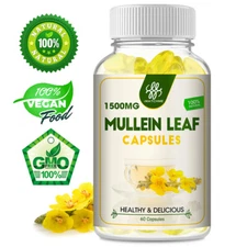 Natural Mullein Leaf Capsules For Lung Cleanse Detox Herbal Dietary Supplement