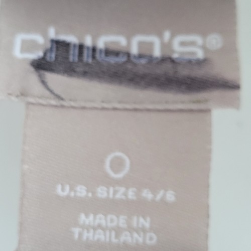 Chicos Crisp Cotton Button Up Shirt White Flip Cuff Collared 3/4 Sleeve S - Picture 8 of 9