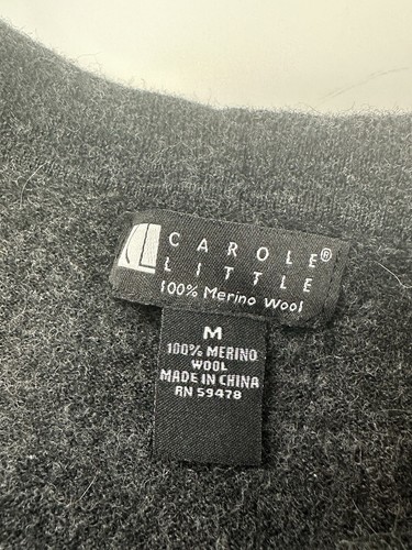 Suéter Carole Little para mujer talla mediana 100 % lana capucha cuello manga 3/4 - Imagen 2 de 7