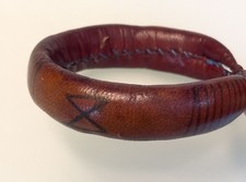 Vintage West African Tribal Leather Bracelet Dogon Tuareg Maroon Red Handmade