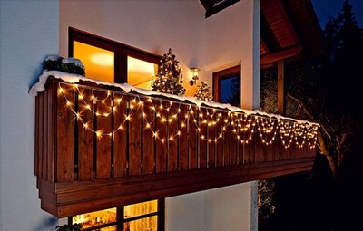 LED Lichterkette Lichtervorhang 8 Bogen Außen Balkon Weihnachtsdeko 160 Led`s