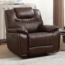 EBELLO Genuine Leather Recliner Chair, Manual Single Reclining Sofa for Adults