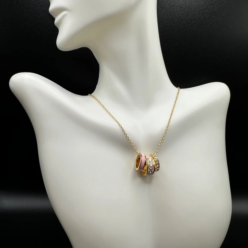 Ожерелье с подвеской в виде золотого кольца с розовой эмалью с монограммой Coach | подарочное, новое | упаковка - Изображение 3 из 3