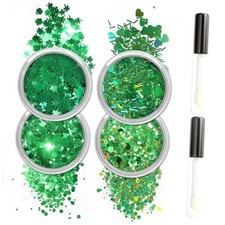 Green Body Glitter, 4 Colors Cosmetic Green Face Glitter, A-Forest Elves