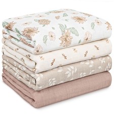 Muslin Swaddle Blankets 4-Pack Breathable Receiving Blankets 35 x 40 Soft Baby
