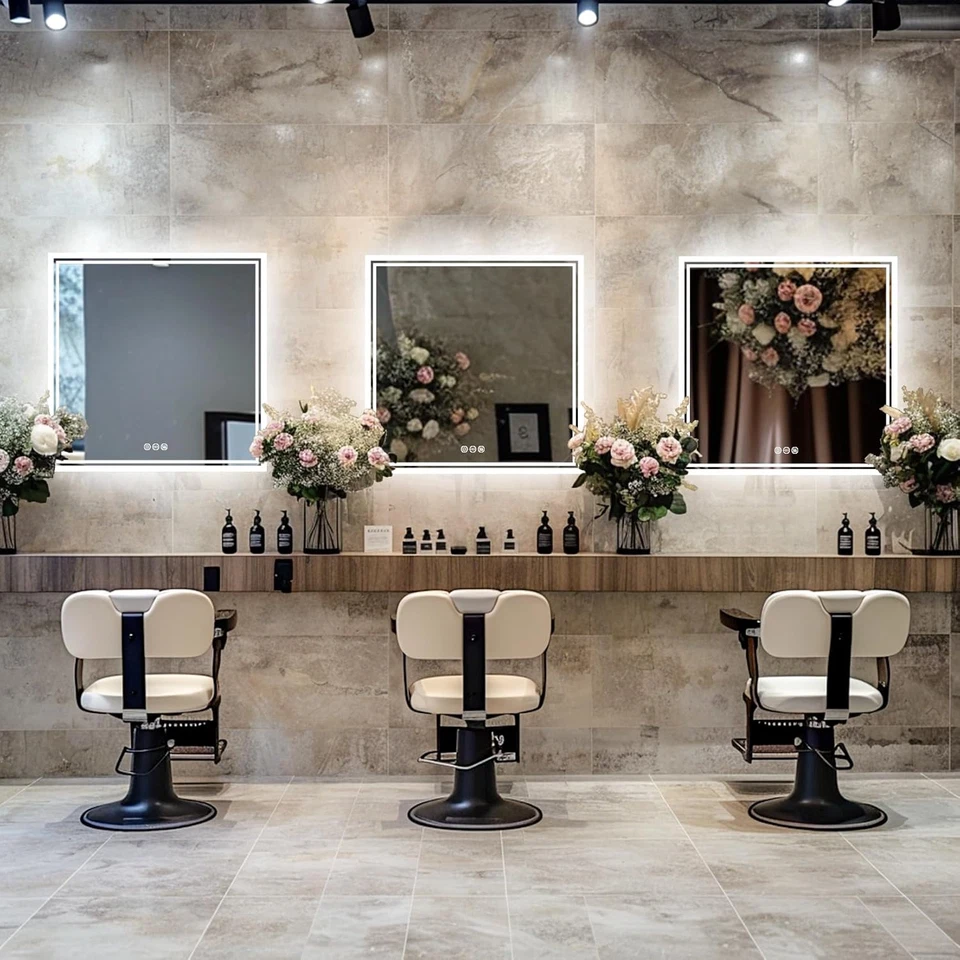 Specchio Bagno Retroilluminato LED Luce: 80Cm Specchio Bagno Led Specchio Quadra - Immagine 3 di 4