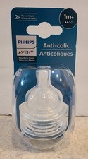 Philips Avent ANTI-COLIC bottle Nipples 1m 2x FLOW Slow - 2 Pack BPA Free NEW