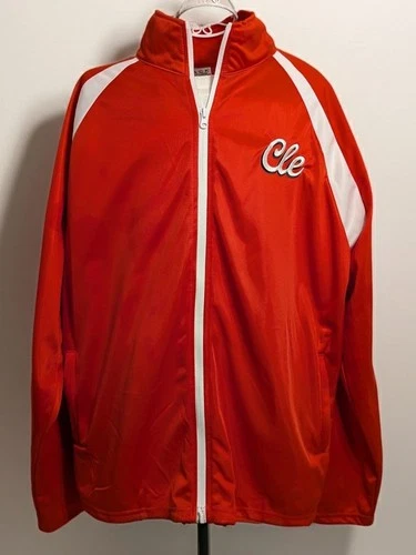 JACK Entertainment "Cle" Script Red Track Jacket with White Accents, Large - product listing photo