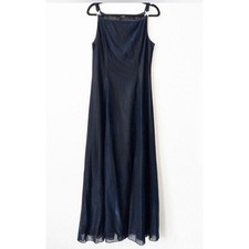 Vintage Betsy  Adam Iridescent Blue Black Shimmer Gown Dress Rhinestone 7 - 8