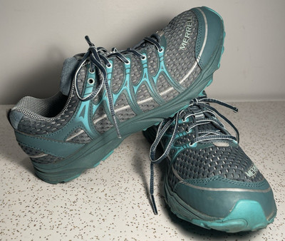Merrell Trail Running Hiking Sneaker Shoes Gray/Teal Women Size 8.5 US  J598180