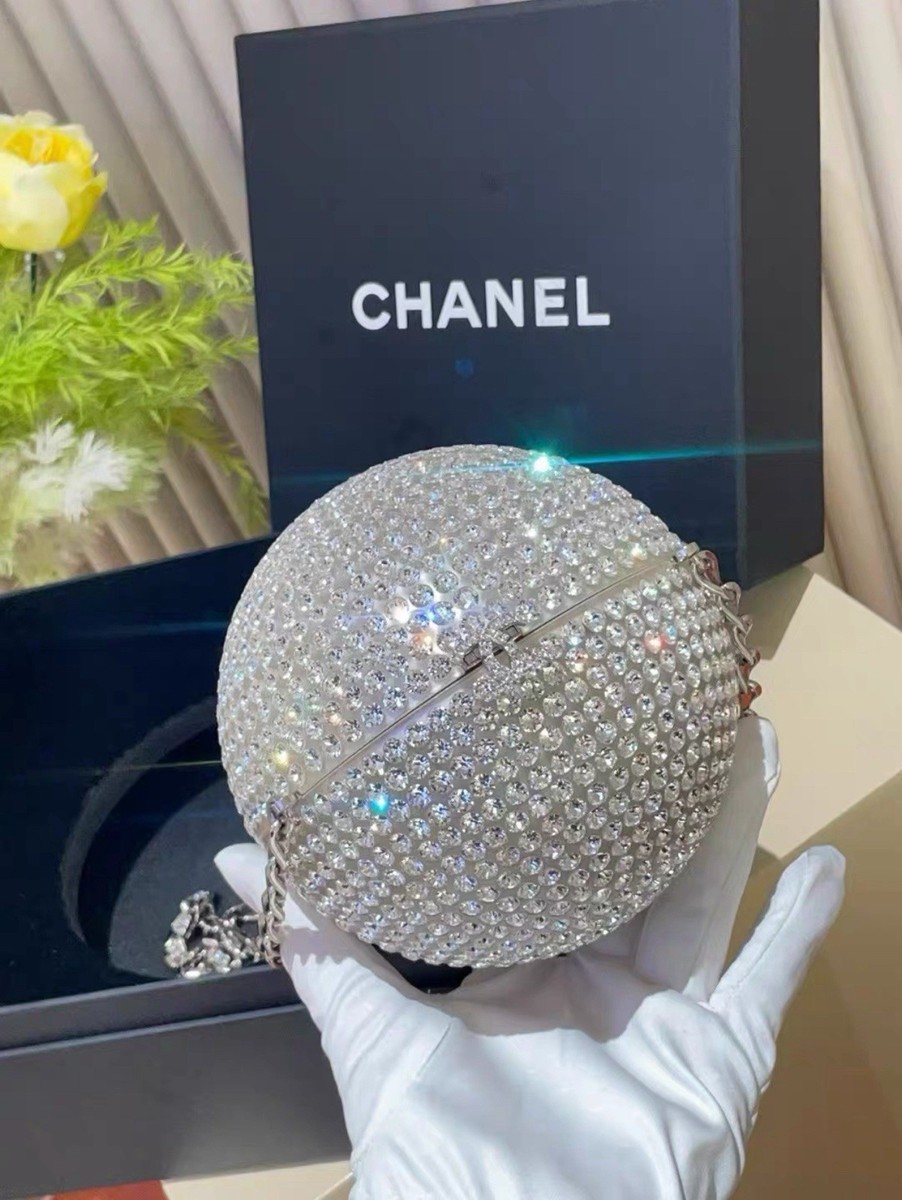 Chanel Runway Round Crystal Ball Evening Bag with Chain Strap ￼Retail $22k