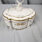 Franklin Mint Fabergé Snow Dove Lidded Music Jewelry Box W Tray 24K Trim 1991 — photo 2