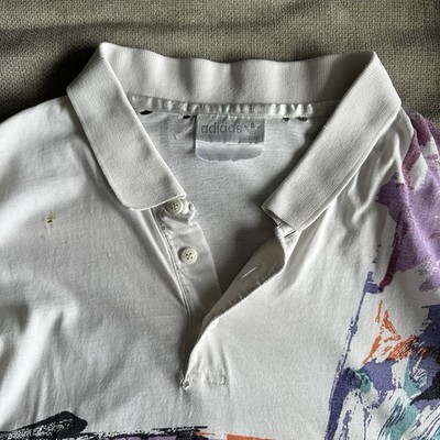 Vintage 90s adidas Andre Agassi AOP Polo shirt size XL | eBay