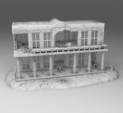 Wargaming Gelände beschädigt arabisches Gebäude 1 mit landschaftlicher Basis verschiedene Maßstäbe Histo