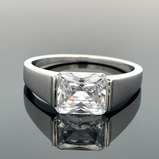 RING GR.20 (CA.63) AUS EDELSTAHL SILBERFARBEN MIT ZIRKONIA SCHMUCKJAGD