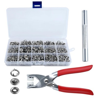LEONTOOL Grommet Eyelet Pliers Kit 200 Sets Fabric Snaps Clothing Snaps Faste...