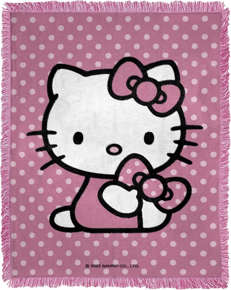 Lanzamiento de jacquard a lunares Hello Kitty, 46" x 60" Foto 3 de 4