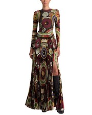 Alice + Olivia IVEY Pleated Maxi Dress Hands of Time Celestial Sun Moon - Size 2