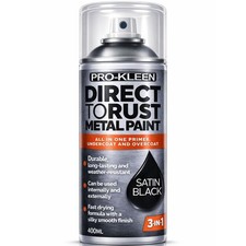 ProKleen Direct To Rust Metal Spray Paint Black Satin Anti Rust Corrosion 400ml