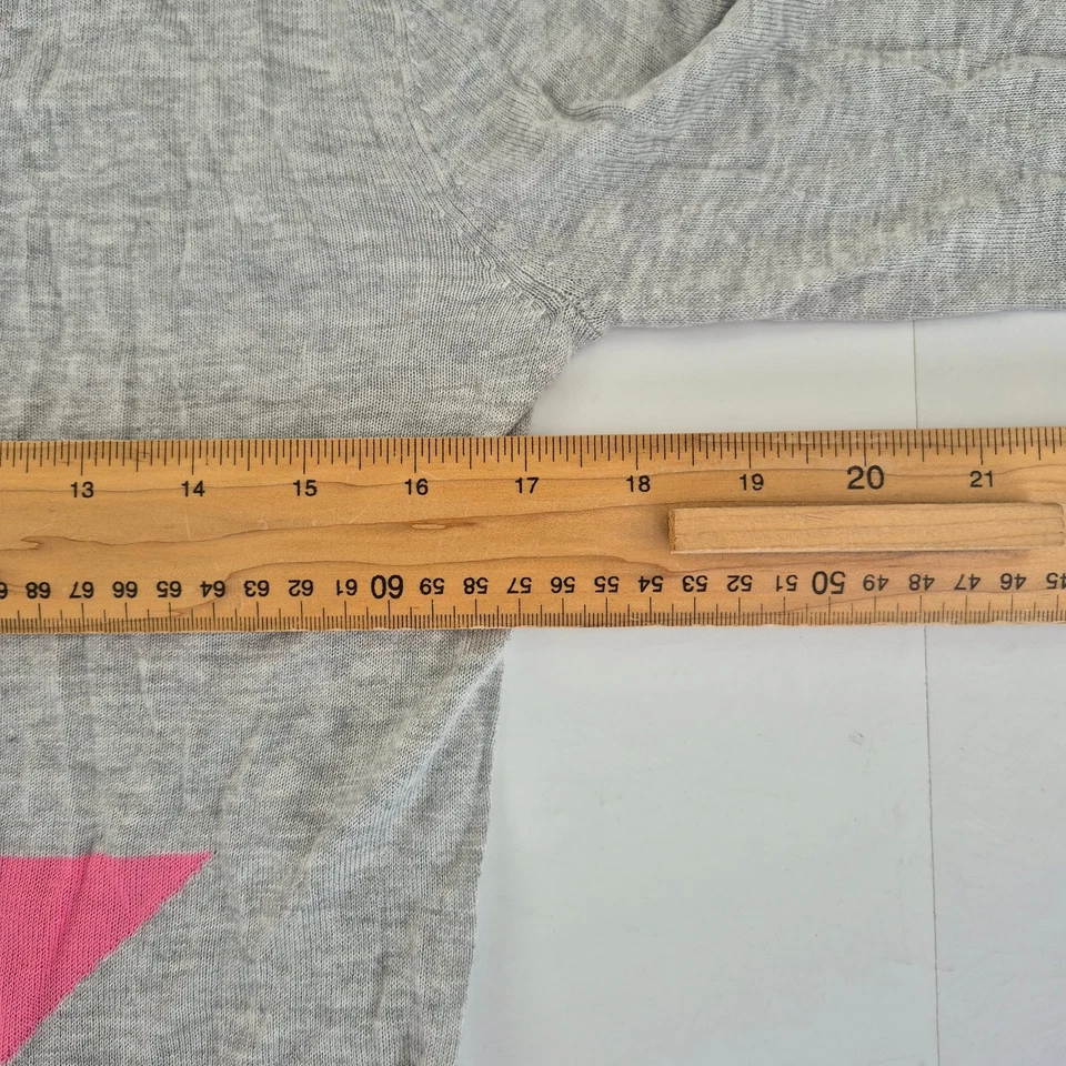 HUSH Jumper XS Grey Women's 100% Bamboo V-Neck Pink Star Knit Long Sleeve - Image 3 of 4