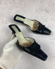 Gucci Vintage Black Leather Slip-On Heels Women s Size 37,5 Made in Italy