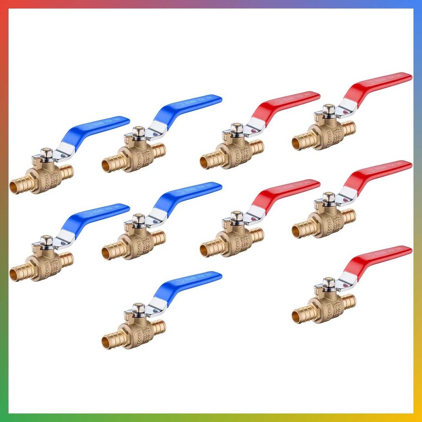 1/2 Inch Pex Ball Valve 10 Pc Brass Shut Off For Plumbing Hot Cold