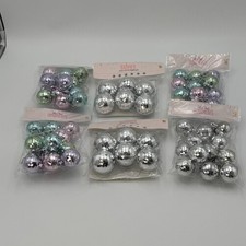 Bullseye Disco Ball Christmas Ornaments 12 Count w 72” Banner Lot of 6 NEW