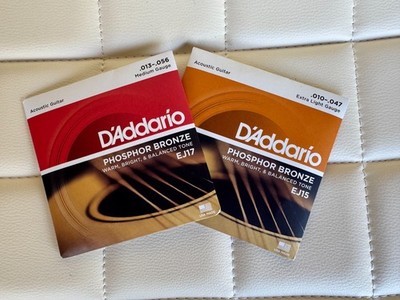 EJ15 & EJ17 Phosphor Bronze Ex Light /Medium Acoustic Guitar Strings D'Addario