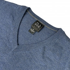 Jos A Bank Men's Traveler 100 Merino Wool Pullover V-Neck Sweater Blue   2XL