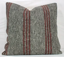 Decorative Turkish Black&White Kilim Pillow Cover 24" Vintage Large Kilim Pillow