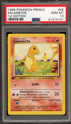 Pokemon Charmander (Salameche) Base Set 1st Edition FRENCH #46 PSA 10 Gem Mint
