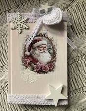 Handgefertigt Vintage Deko Buch Nostalgie Weihnachtsmann Santa Upcycling -966