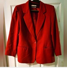 VTG PENDLETON Women's Red 100 Virgin Wool Blazer SIZE 10 Petite Pre-Owned