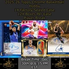 Cade Cunningham - 2025-26 Topps Chrome Basketball Hobby - 1X Case BREAK #6