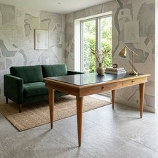 Tavolo Vintage Noce Piano in Marmo Ottone Design Italia Anni 50 Originale